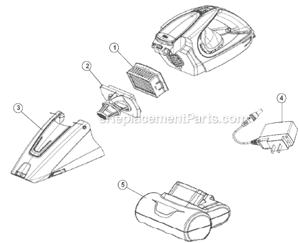 Page A Diagram and Parts List for BD10125  Dirt Devil Hand Vacuum